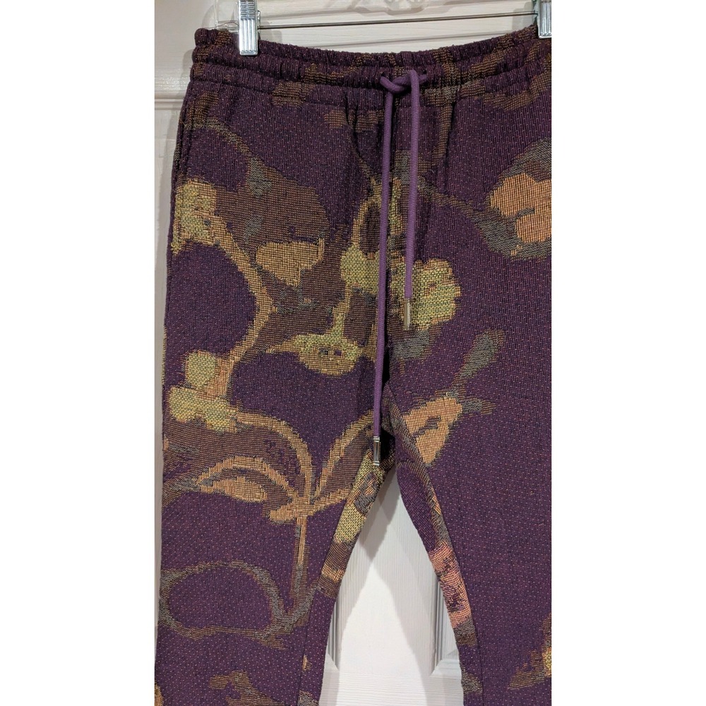6THNBRHD Tapestry Floral Pants Small Purple Gold Woven Drawstring Streetwear - Picture 4 of 7